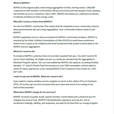 Electric Aggregation Enrollment FAQs